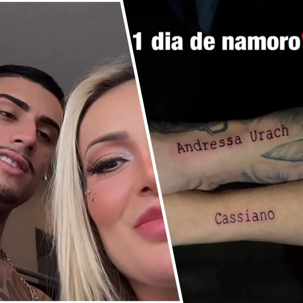 Andressa Urach faz tatuagem junto com namorado para comemorar primeiro dia de namoro