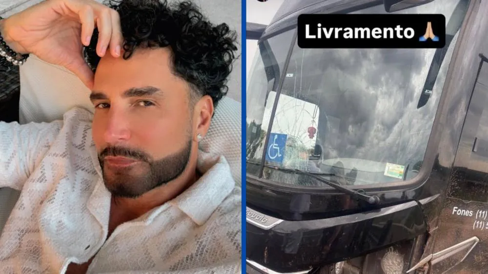 “Gratidão por estarmos vivos”: Cantor Latino sofre acidente de ônibus no interior de São Paulo