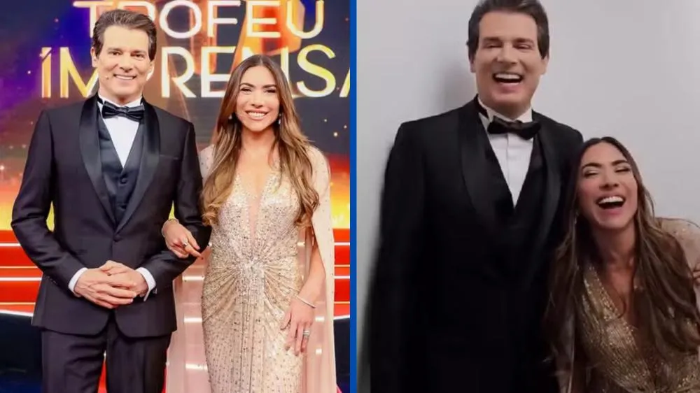 Patrícia e Celso viralizam no Troféu Imprensa e apresentadora tem truque revelado: “Fugindo da verdade”