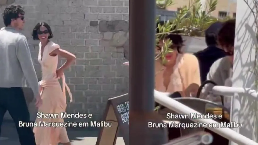 Bruna Marquezine e Shawn Mendes são flagrados em clima de casal em Malibu e detalhe rouba a cena / Reprodução X/@BrunaAccess