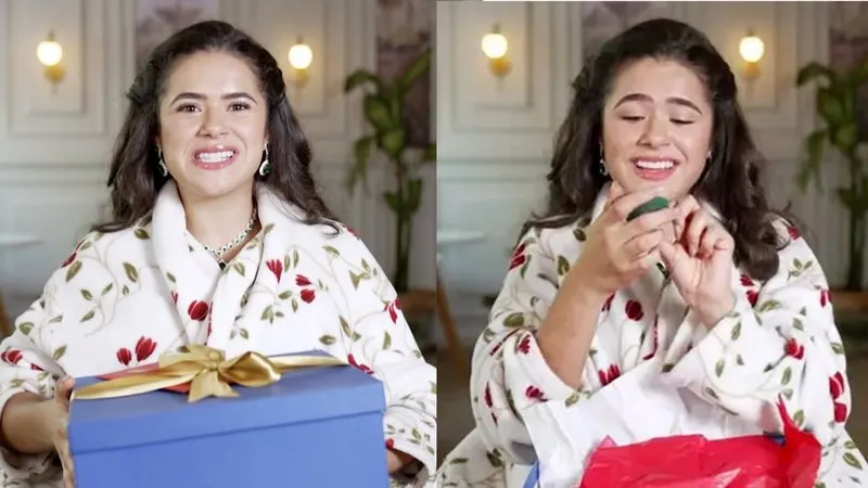 Maisa recebe pedras em amigo secreto do Fantástico após dar óculos de luxo