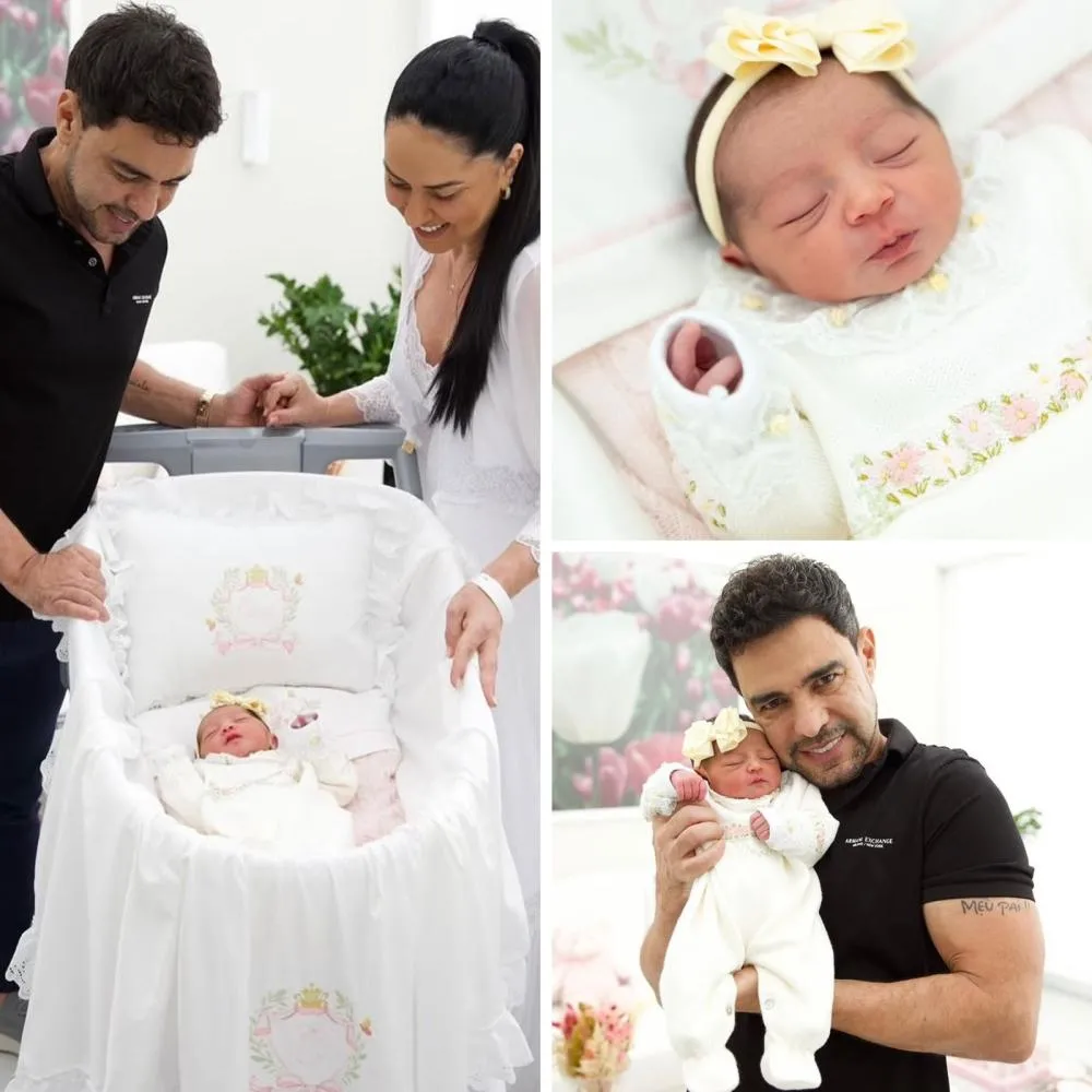Zezé Di Camargo e Graciele Lacerda mostram pela primeira vez o rosto de Clara, primeira filha do casal