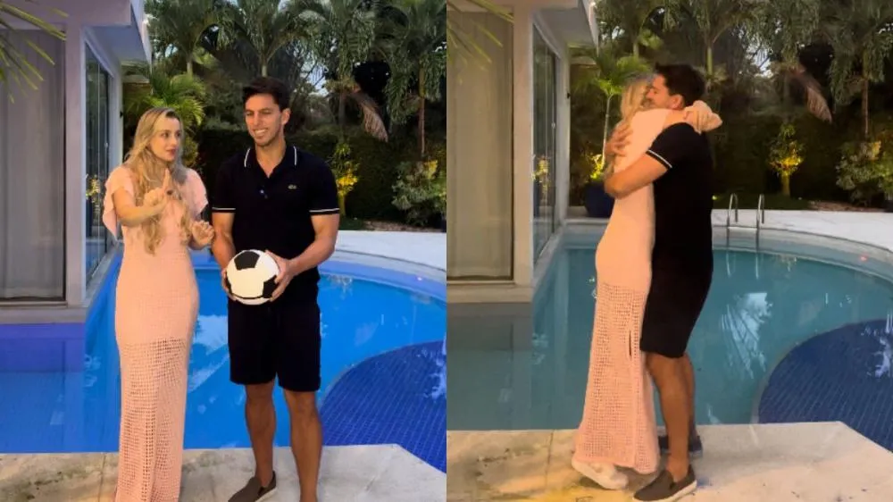 Amaury Nunes e esposa descobrem sexo do primeiro filho em chá revelação com clima de emoção e festa