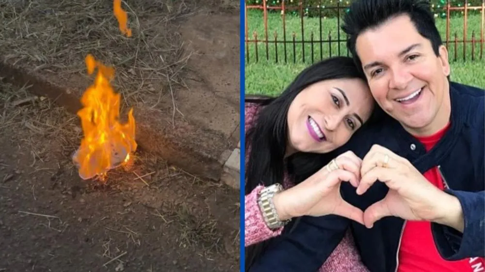 Esposa de Regis Danese atea fogo em brinquedo após incêndio no quarto do filho: “Que todo o mal seja queimado”