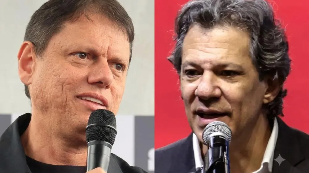 Com folga, Tarcísio marca 41% contra 26% de Haddad no 1º turno em SP
