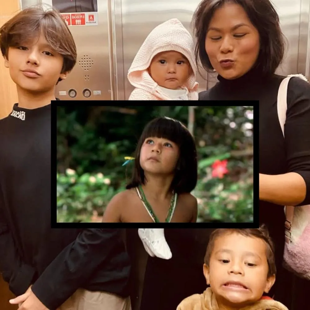 Lembra dela? Eunice Baía, a eterna Tainá, surge em foto com seus três filhos e encanta web