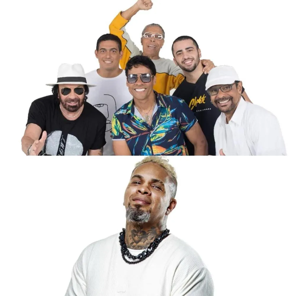 Rodriguinho e Chiclete com Banana agitam camarote em São Paulo durante os desfiles oficiais