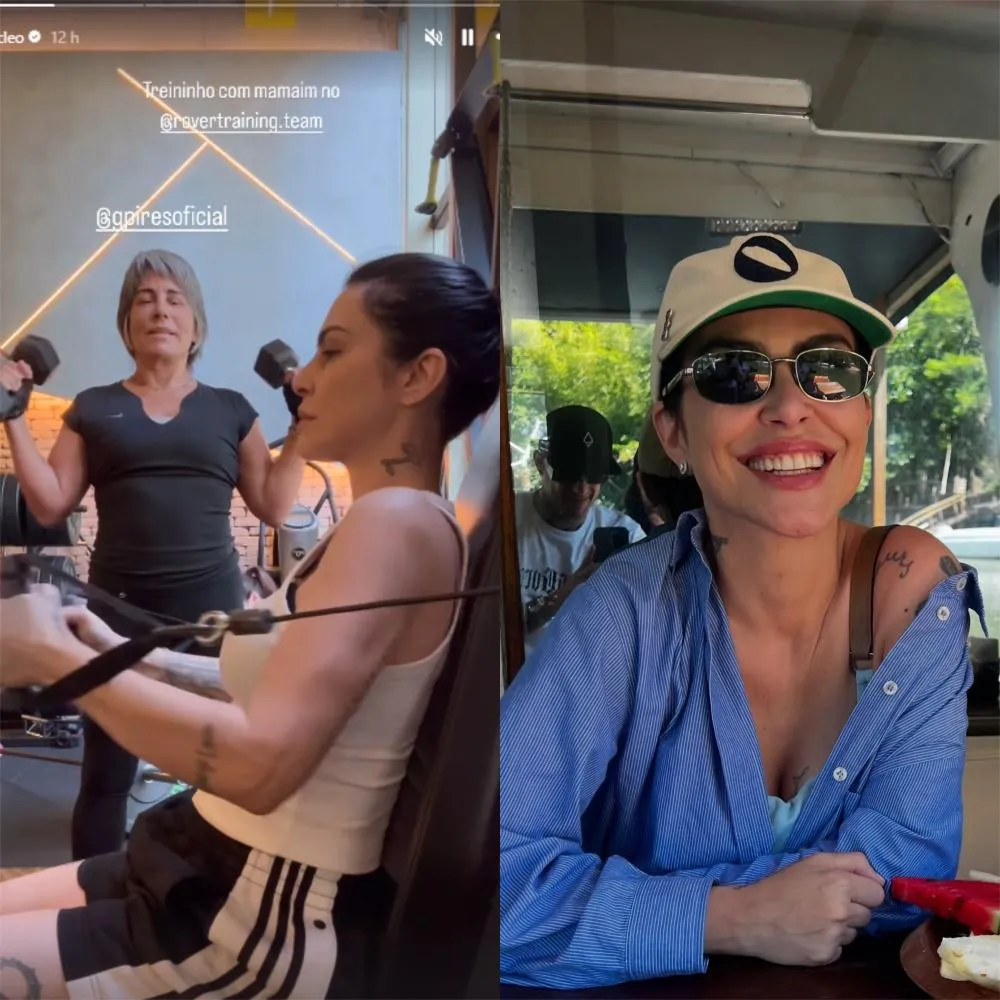 Cleo malha ao lado da mãe, Glória Pires, e compartilha momento