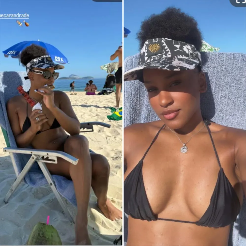 Rebeca Andrade aproveita dia de sol e praia no RJ