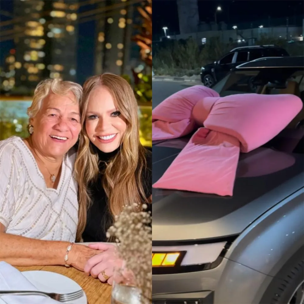 Paulinha Leitte presenteia mãe com carro de luxo e brinca “Pelo menos buzinar ela sabe”