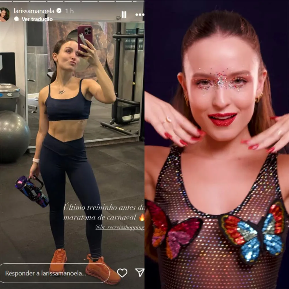  Larissa Manoela realiza treino pré-carnaval: “O último treininho antes da maratona”