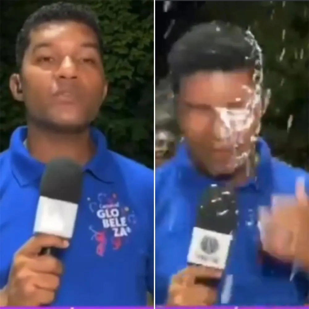 Repórter da Globo teve celular roubado e levou espuma no rosto durante cobertura do carnaval; Veja a reação
