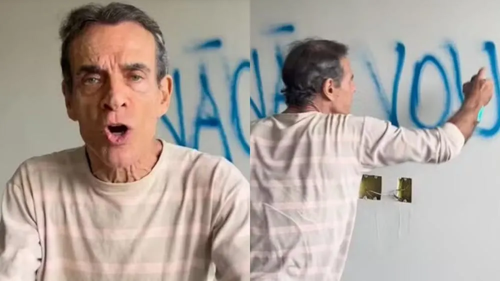 Ator Mário Gomes protesta após ser despejado e picha mansão: 'Não vou sair'