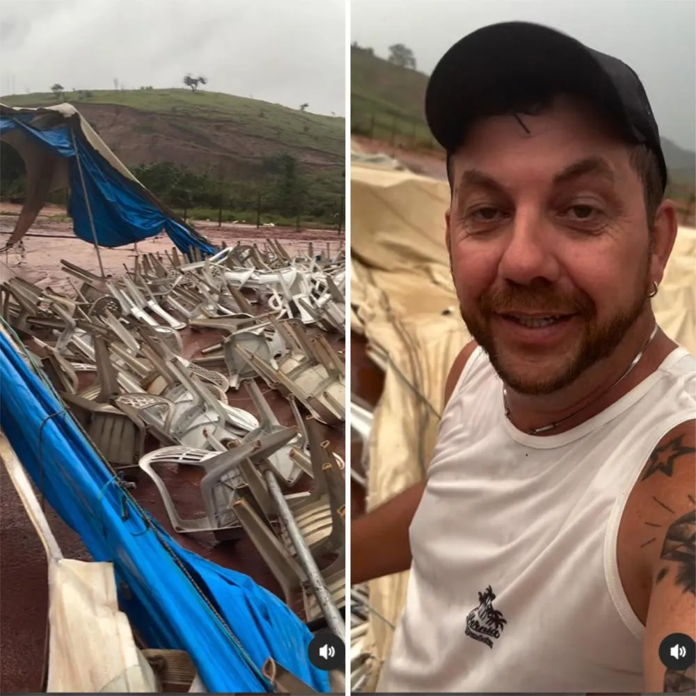 EX-BBB, Edy mostra destruição de circo após temporal “Vamos nos reerguer”