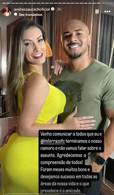 Andressa Urach e Lucas Ferraz terminam namoro duas semanas depois de se mudarem para a mesma casa 