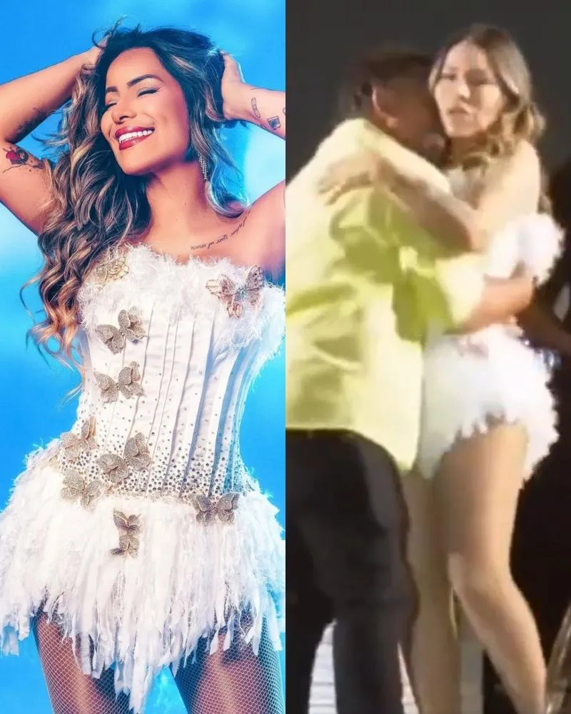 Homem invade palco e derruba Walkyria Santos em show na Paraíba