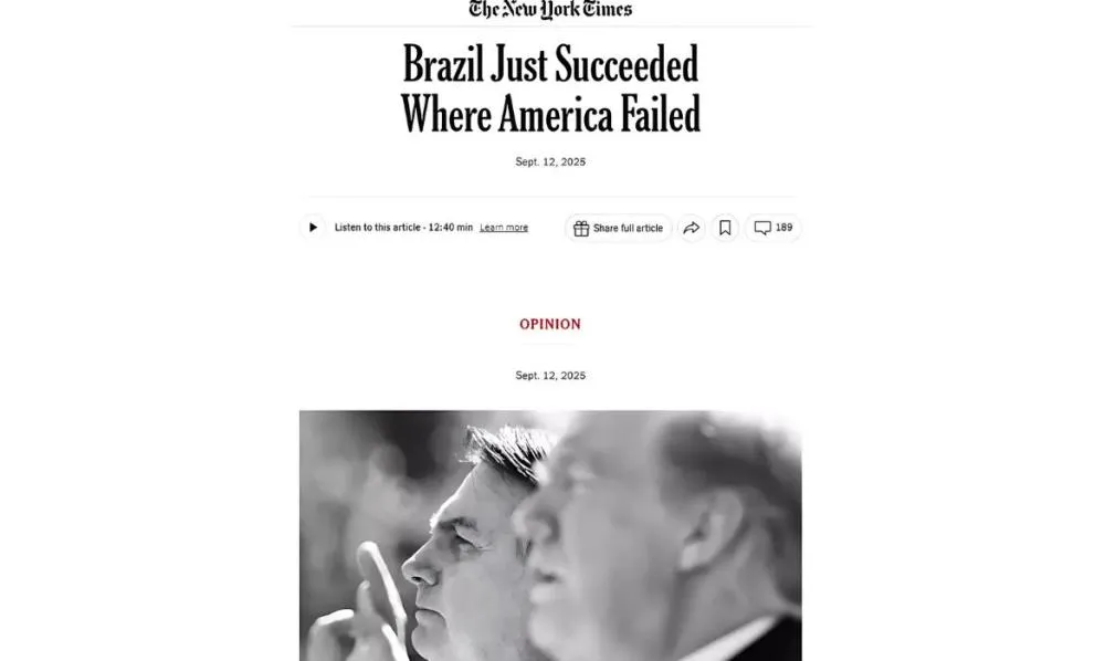 New York Times afirma que “Brasil teve sucesso onde EUA falharam” ao condenar Bolsonaro