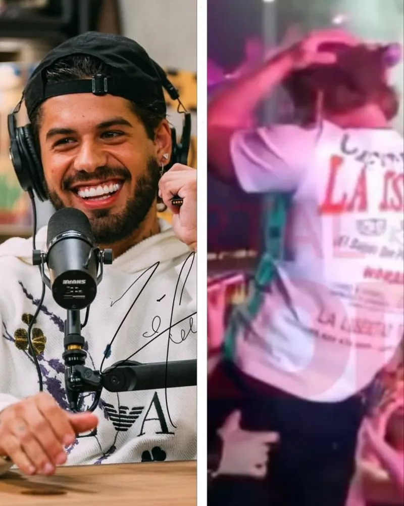 Fã tenta apalpar Zé Felipe durante dança em show e cantor reage com 'chute'