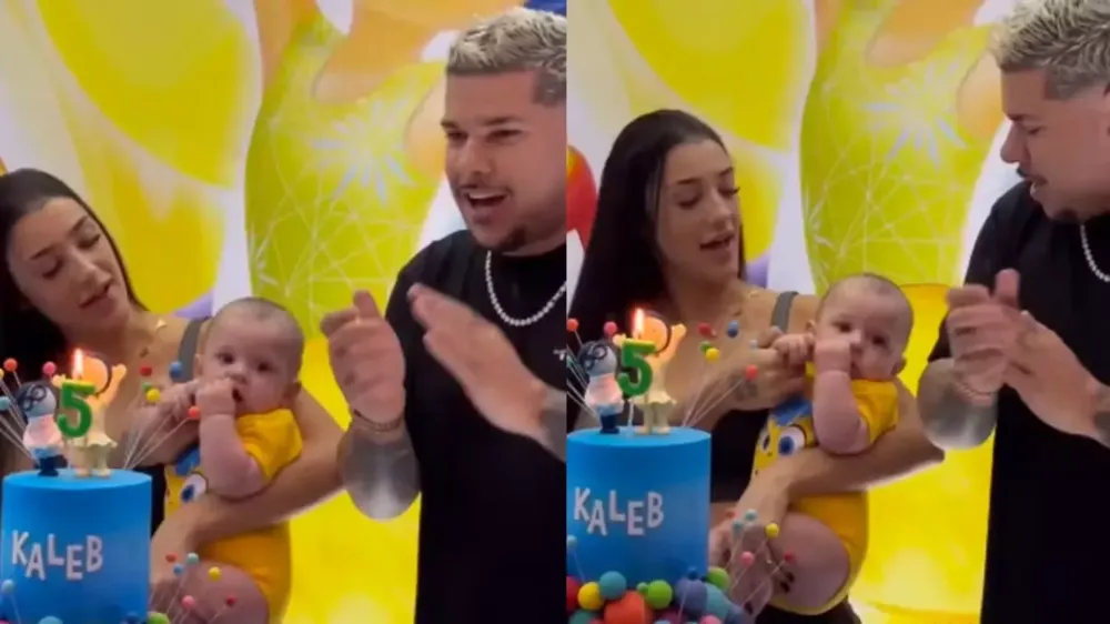 Bia Miranda e DJ Buarque se reúnem para celebrar mêsversário do filho com tema de “Divertida Mente”
