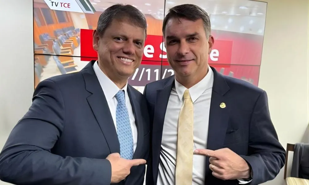 Tarcísio de Freitas e Flávio Bolsonaro - Reprodução: Jovem Pan