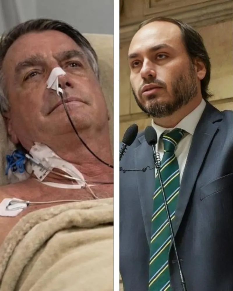 Carlos compartilha foto de Jair Bolsonaro após cirurgia e faz desabafo sobre clima no hospital: “Intimidatório e proposital”